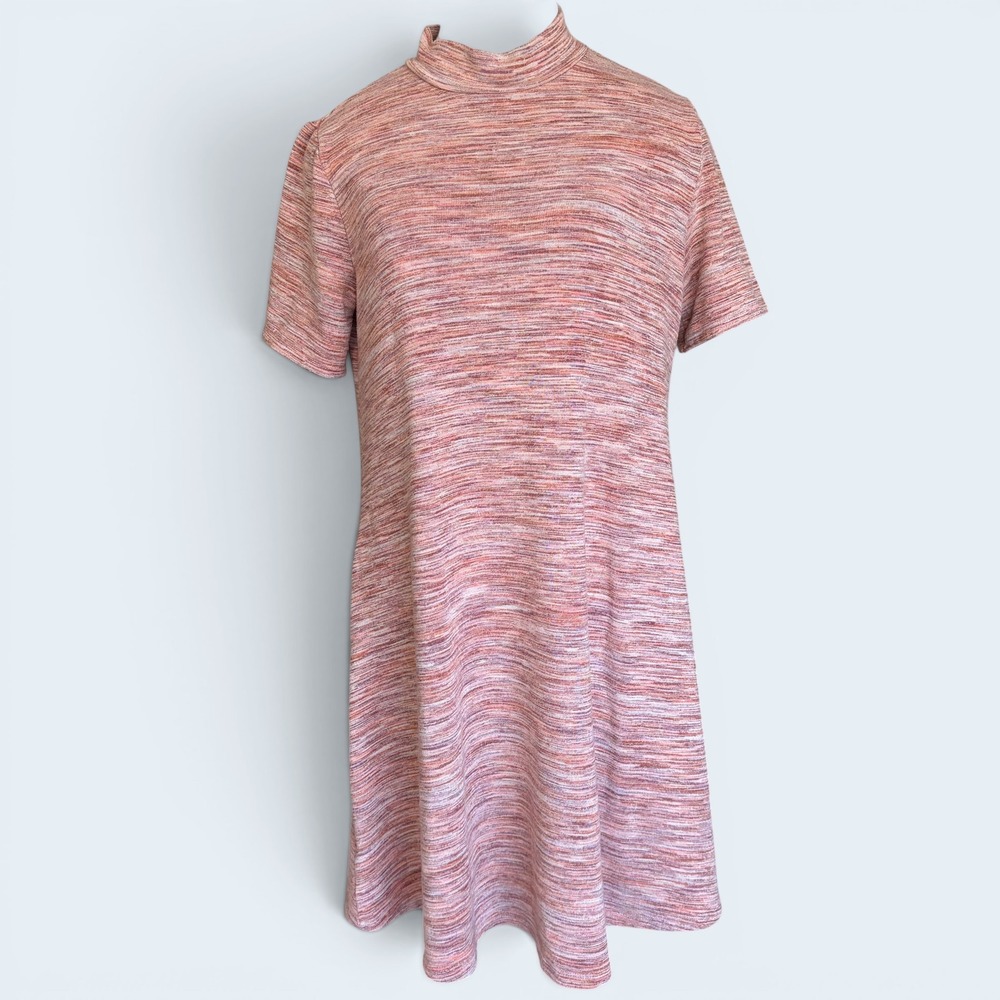 Loft Outlet Peach Space Dye Mock Neck Short Sleeve Swing Dress Size M